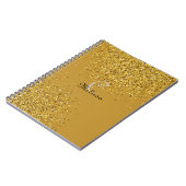 Aangepaste Gold Faux Glitter Monogram Naam Notitieboek (Linkerzijde)