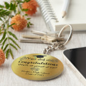 Aangepaste Gold Foil en Fireworks Afstuderen Sleutelhanger (Zijkant)