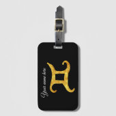 Aangepaste Gold Gemini Astrology Sign Bagagelabel (Voorkant (verticaal))
