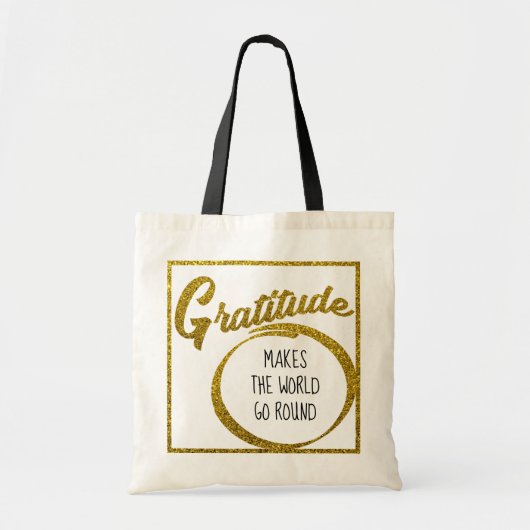 Aangepaste Gold Glitter Gratitude Typografie Herbr Tote Bag (Voorkant)