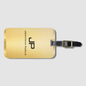 Aangepaste Gold look Modern Monogram Sjabloon Bagagelabel (Voorkant (horizontaal))