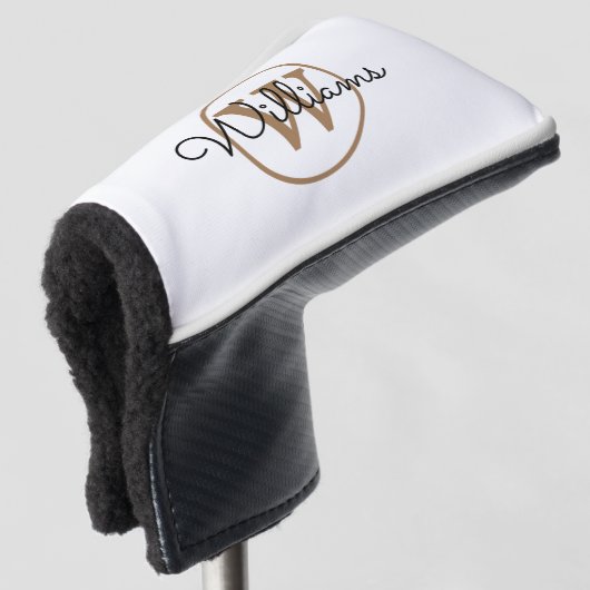 Aangepaste Gold Monogram Script Name Golfheadcover (3/4 voorkant)