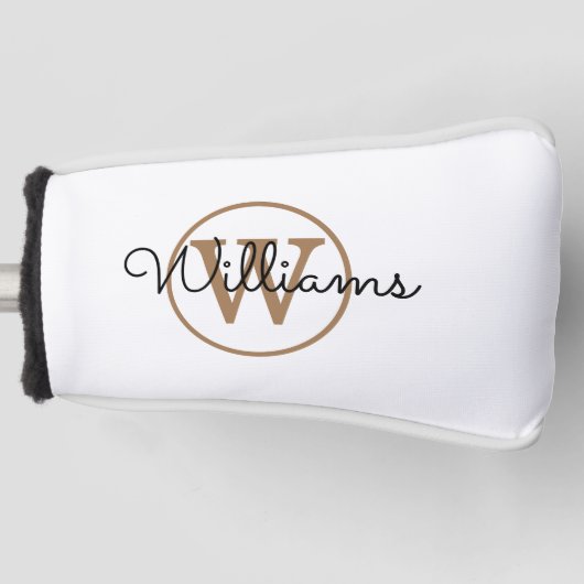 Aangepaste Gold Monogram Script Name Golfheadcover (Voorkant)