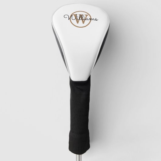Aangepaste Gold Monogram Script Name Golfheadcover (Voorkant)