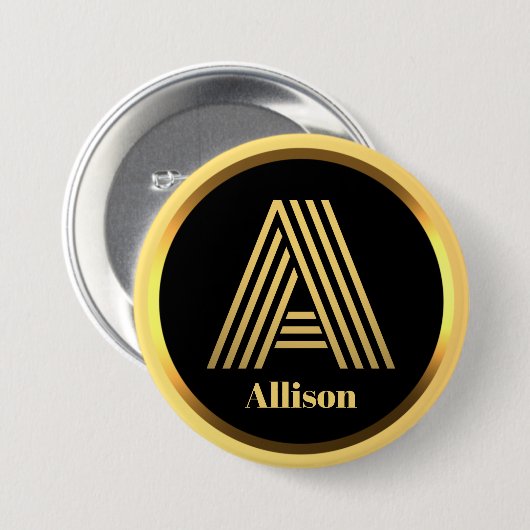 Aangepaste Gold Monogramed Letter A Ronde Button 7,6 Cm (Voorkant /achterkant)