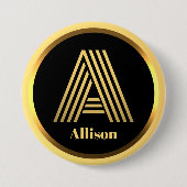Aangepaste Gold Monogramed Letter A Ronde Button 7,6 Cm (Voorkant)