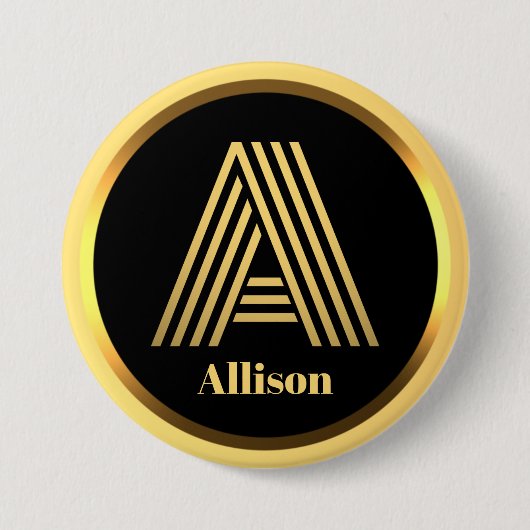 Aangepaste Gold Monogramed Letter A Ronde Button 7,6 Cm (Voorkant)