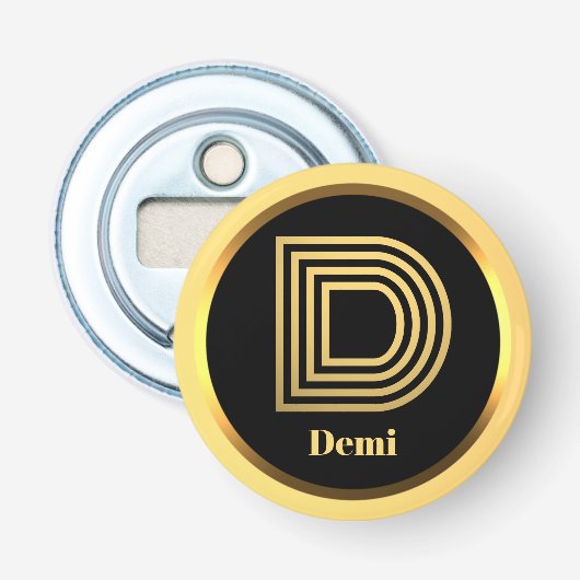 Aangepaste Gold Monogramed Letter D Button Flesopener (Voorkant)