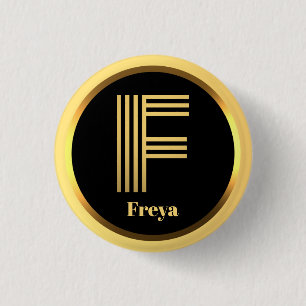 Aangepaste Gold Monogramed Letter F Ronde Button 3,2 Cm