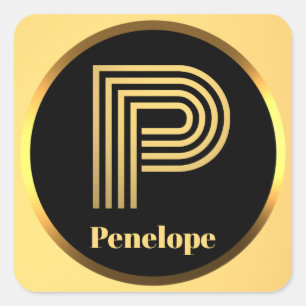 Aangepaste Gold Monogramed Letter P Vierkante Sticker