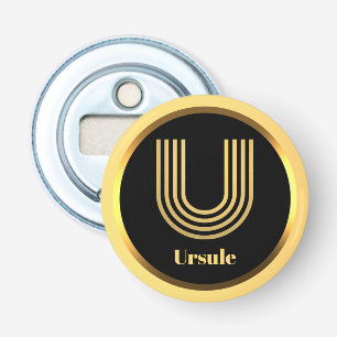 Aangepaste Gold Monogramed Letter U Button Flesopener
