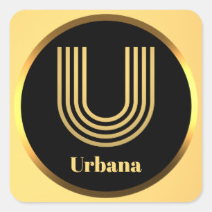 Aangepaste Gold Monogramed Letter U Vierkante Sticker
