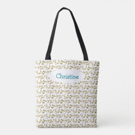 Aangepaste Gold Music Note Canvas tas