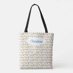 Aangepaste Gold Music Note Canvas tas