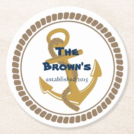 Aangepaste Gold Nautical Onderzetters (Voorkant)