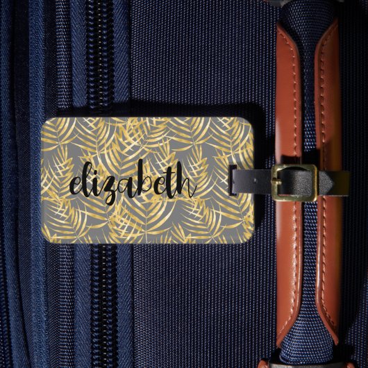 Aangepaste Gold Palm Chic Bagagelabel (Voorkant Insitu 4)