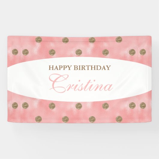 Aangepaste Gold Polka-Dot Birthday Banner (Horizontaal)