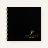 Aangepaste Gold Script Monogram Initiaal Sjabloon Notitieboek (Voorkant)