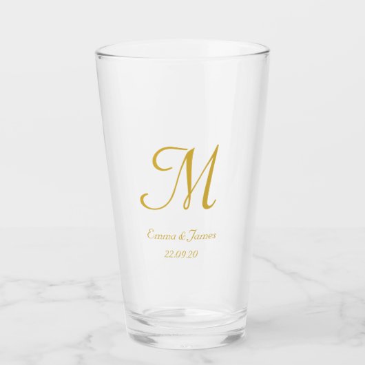 Aangepaste Gold Script Monogram Name Bar Glas (Voorkant)