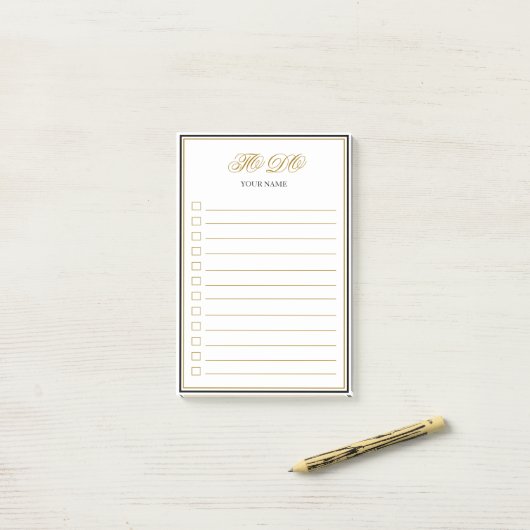 Aangepaste Gold Script Post-it notities uitvoeren Post-it® Notes (Op bureau)