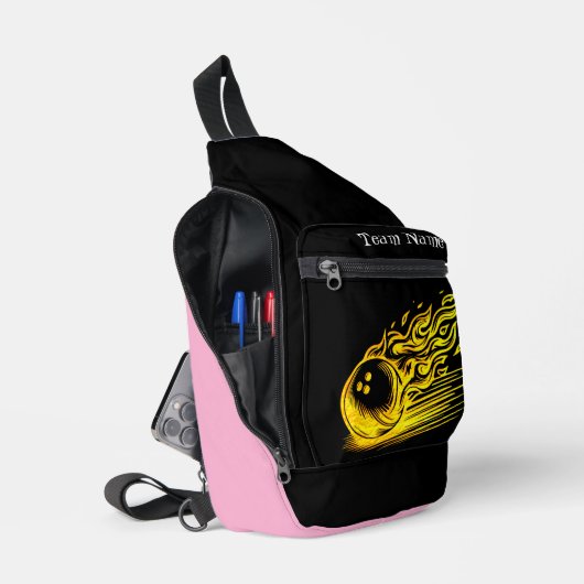 Aangepaste Golden Bowling Art Design Sling Bag (Open)