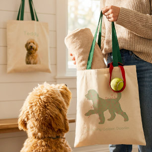 Aangepaste Golden Doodle-foto met gepersonaliseerd Tote Bag
