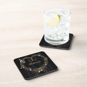 Aangepaste Golden Heart Musical Notes Bier Onderzetter