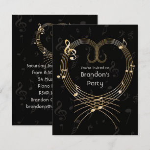 Aangepaste Golden Heart Musical Notes Birthday Kaart