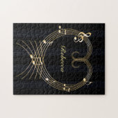 Aangepaste Golden Heart Musical Notes Legpuzzel (Horizontaal)
