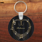 Aangepaste Golden Heart Musical Notes Sleutelhanger (Achterkant)