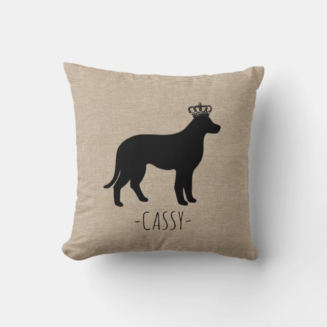 Aangepaste Golden Labrador rekname hond burlap Kussen (Voorkant)