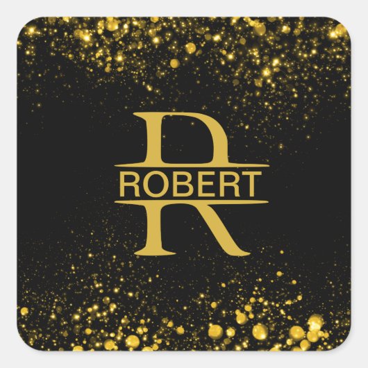 Aangepaste Golden Monogram Letter R Vierkante Sticker (Voorkant)