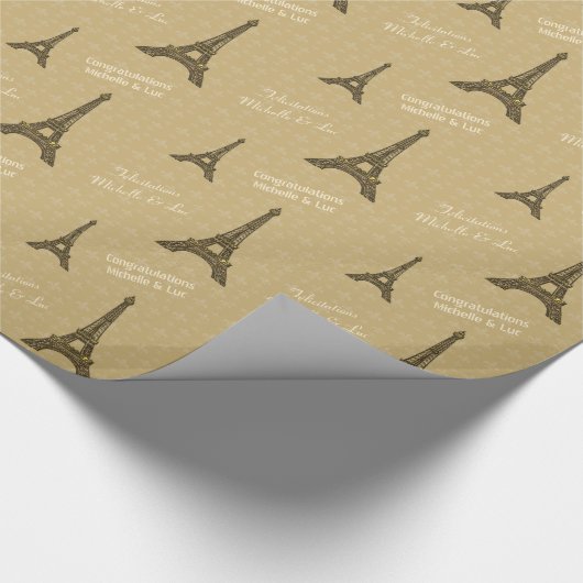 Aangepaste Golden Paris Eiffel Tower Cadeaupapier (Hoek)