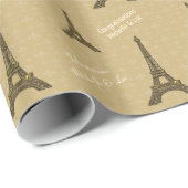 Aangepaste Golden Paris Eiffel Tower Cadeaupapier (Rol Hoek)