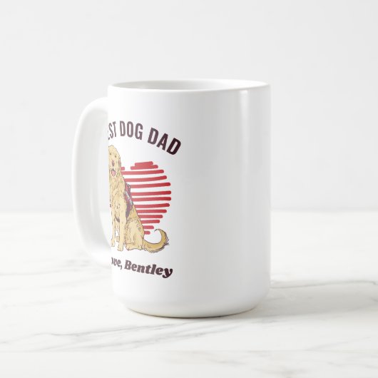 Aangepaste Golden Retriever Dog Dad Custom Text Koffiemok (Voorkant links)