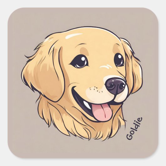 Aangepaste Golden Retriever Dog Vierkante Sticker (Voorkant)
