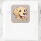 Aangepaste Golden Retriever Dog Vierkante Sticker (Tas)