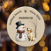 Aangepaste Golden Retriever Hart smelten Keepsake Keramisch Ornament