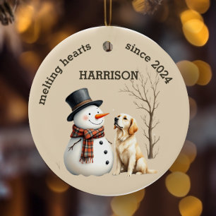 Aangepaste Golden Retriever Hart smelten Keepsake Keramisch Ornament