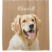 Aangepaste Golden Retriever Hond Gepersonaliseerd Douchegordijn (Voorkant)