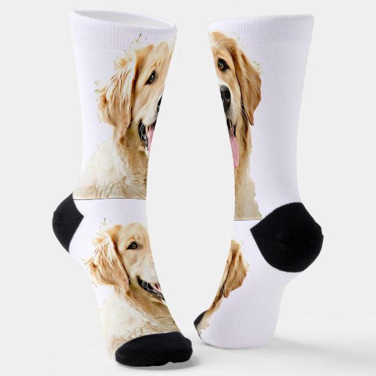 Aangepaste Golden Retriever Hond Gepersonaliseerd Sokken (Gebogen)