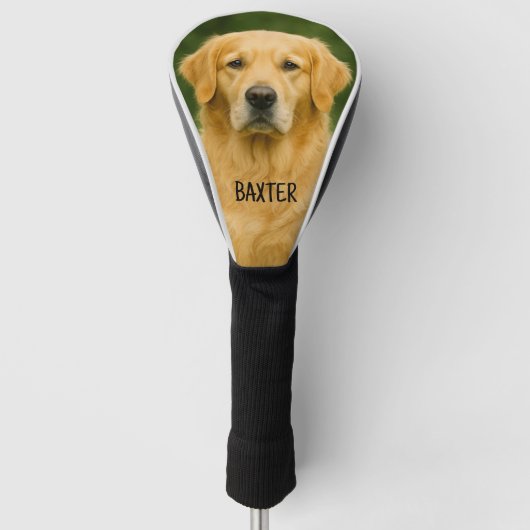 Aangepaste Golden Retriever Hondenfoto met naam Golfheadcover (Voorkant)