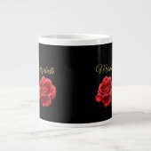 Aangepaste Golden Script Elegant Red Rose geperson Extra Grote Beker (Voorkant)