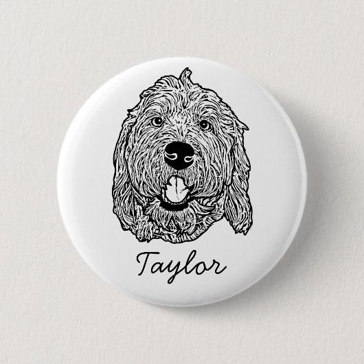 Aangepaste Goldendoodle Hond gepersonaliseerde tek Ronde Button 5,7 Cm (Voorkant)