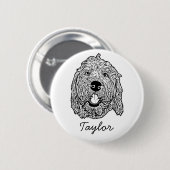 Aangepaste Goldendoodle Hond gepersonaliseerde tek Ronde Button 5,7 Cm (Voorkant /achterkant)
