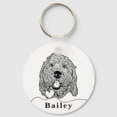 Aangepaste Goldendoodle Hond gepersonaliseerde tek Sleutelhanger (Achterkant)