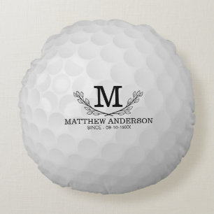 Aangepaste Golf Ball Pattern Naam Monogram Age Rond Kussen