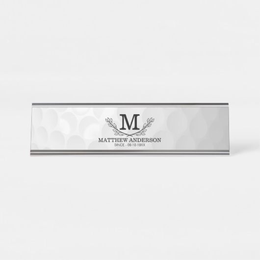 Aangepaste Golf Ball Pattern Name Monogram Age Bureau Naambordje (Voorkant)