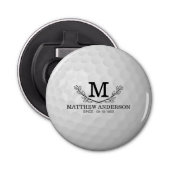 Aangepaste Golf Ball Pattern Name Monogram Age Button Flesopener (Voorkant)