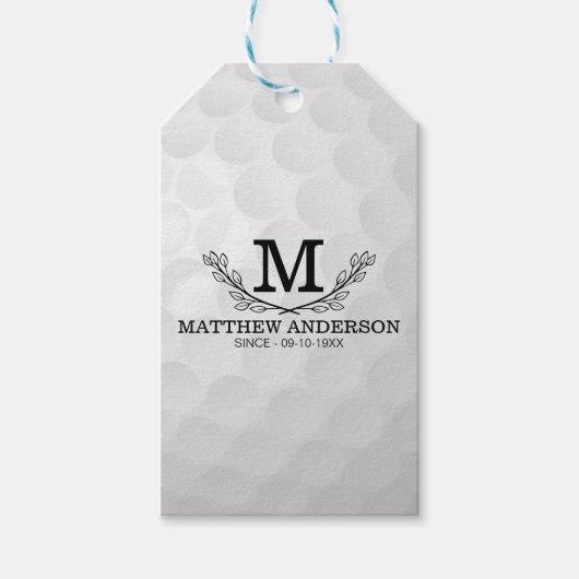 Aangepaste Golf Ball Pattern Name Monogram Age Cadeaulabel (Voorkant)